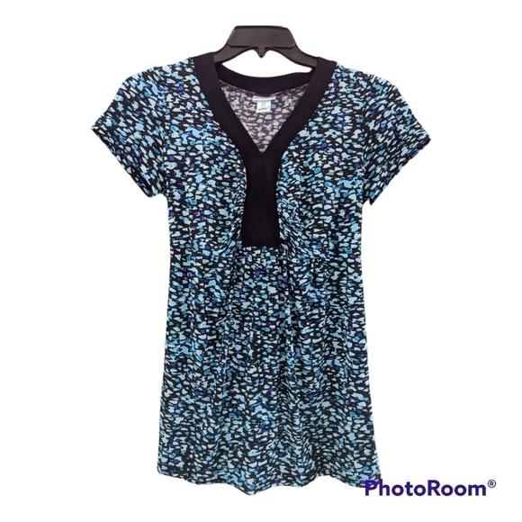 Motherhood Maternity Black, teal and white tunic Size Medium Flattering Comfort - Picture 2 of 7